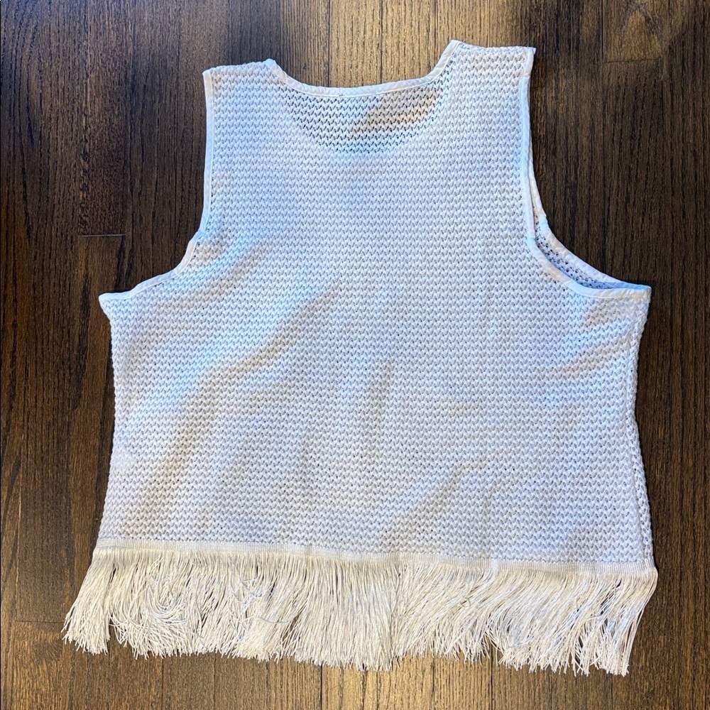1.STATE White Sleeveless Fringe Knit Tank XXL - Picture 5 of 5